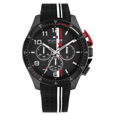Tommy Hilfiger Black Silicone Chronograph Men's Watch